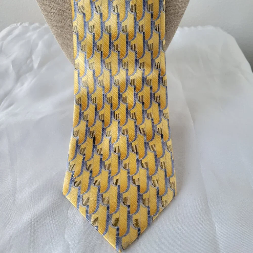 Umberto Bossi Yellow, Gold, & Blue Men’s Necktie – Roma Milano